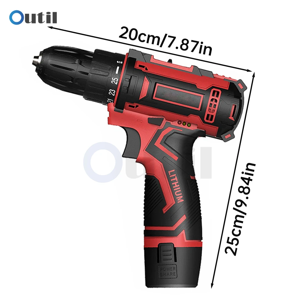 12V Electric Screwdriver Cordless Drill 2-Speed Household Wireless Power Driver Lithium-Ion Battery Multi-function Electric Dril