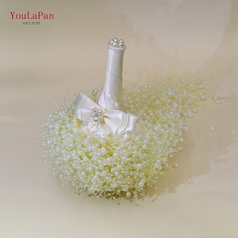 YouLaPan Handmade Bridal Bouquet Full Pearl White Wedding Bouquet Bridal Wedding Accessories Bride Hand Bouquet HF24