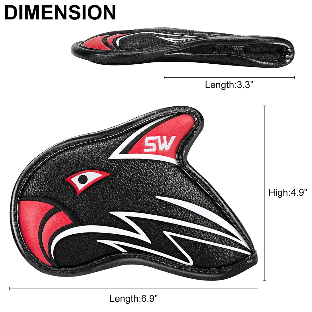 Golf Iron Head Covers 11pcs Eagle PU Leather  Black  Protector Waterproof Durable Fit Most Clubs Wedge（4-9 Pw Aw Sw Lw X）Number