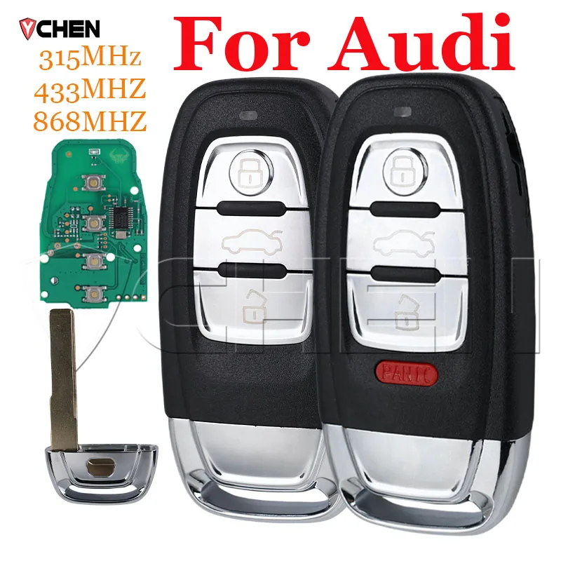

Автоматический смарт-брелок 315 МГц/433 МГц/868 МГц для Audi RS4 RS5 S4 S5 Q5 A4L A5 A6 A7 A8 8T 0959754 C/F/D Автомобильный брелок с дистанционным управлением Замена
