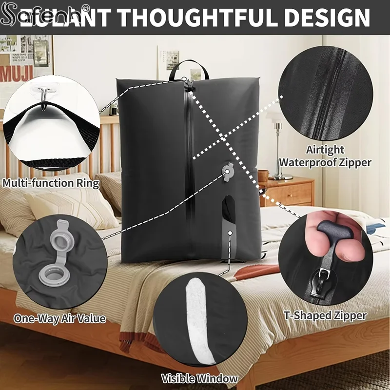 Professional Vacuum Bags For Travel Luggage Vacuum Compression Bag Reusable Vacuum Bag, Save 60% Space, Travel Vacuum Sealed Bag