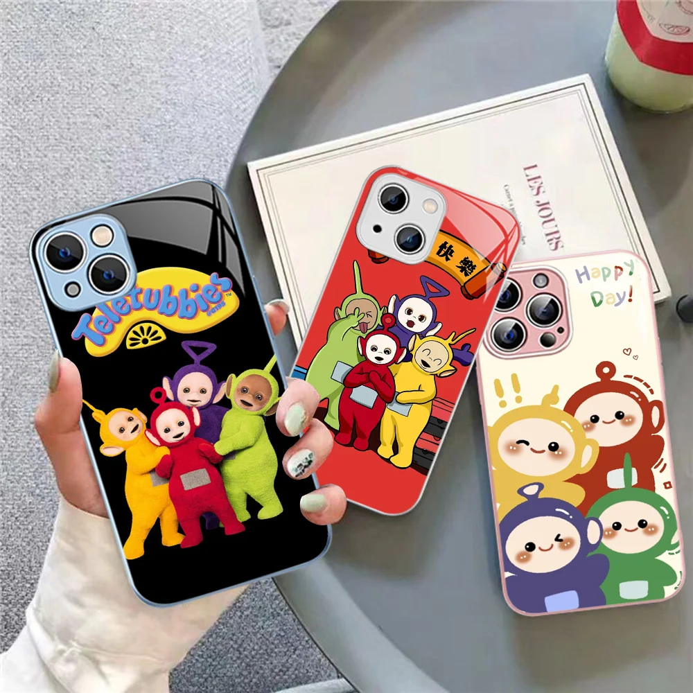 Cute T-Teletubbies Phone Case Tempered Glass For Iphone 14 13 12 11 Pro Mini XS MAX 14Plus X XS XR Fundas