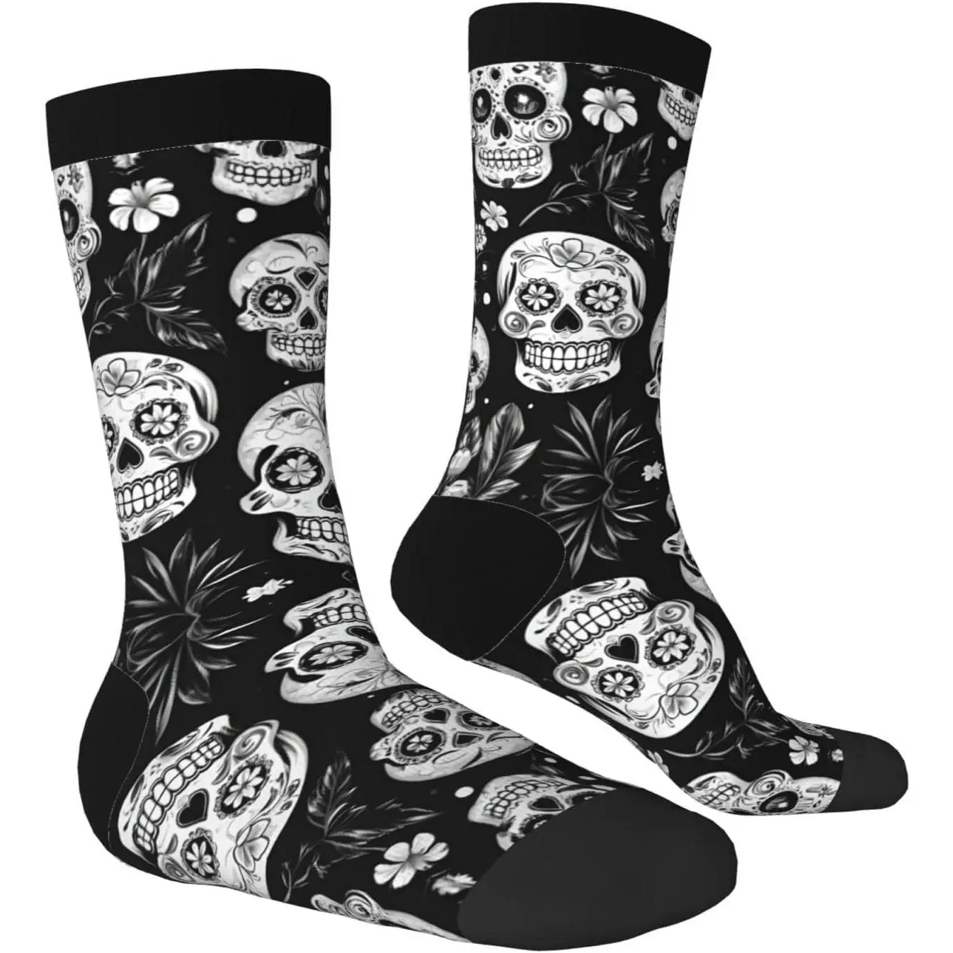 

Забавные носки с черепом и цветочным узором, крутой дизайн для женщин и мужчин, дышащие нескользящие спортивные носки в стиле Харадзюку в стиле ретро
