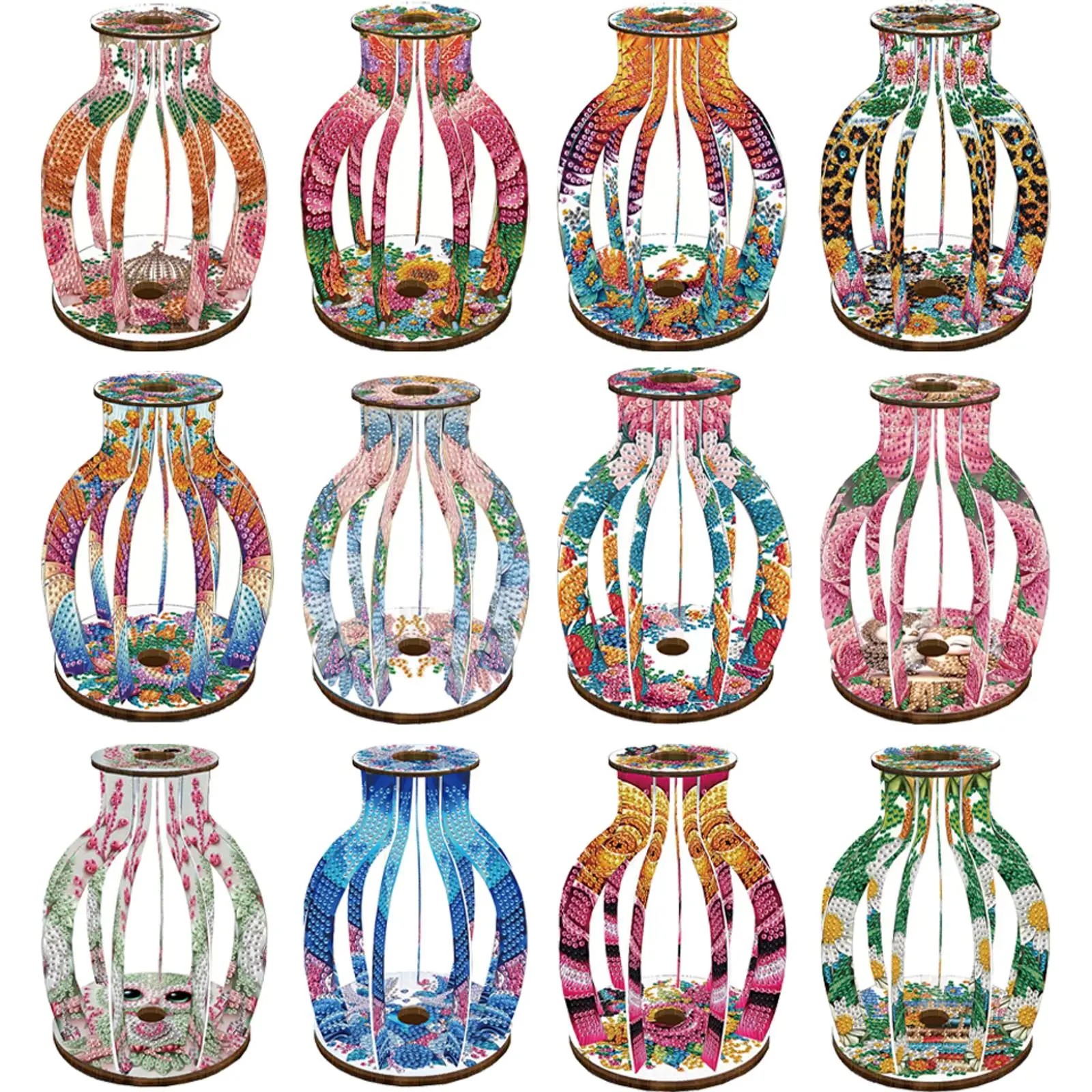 

Diamond Painting Kit Decorative Vase Wooden 3D Crystal Mosaic Craft Tabletop Decoration for Home Office Or Living Room