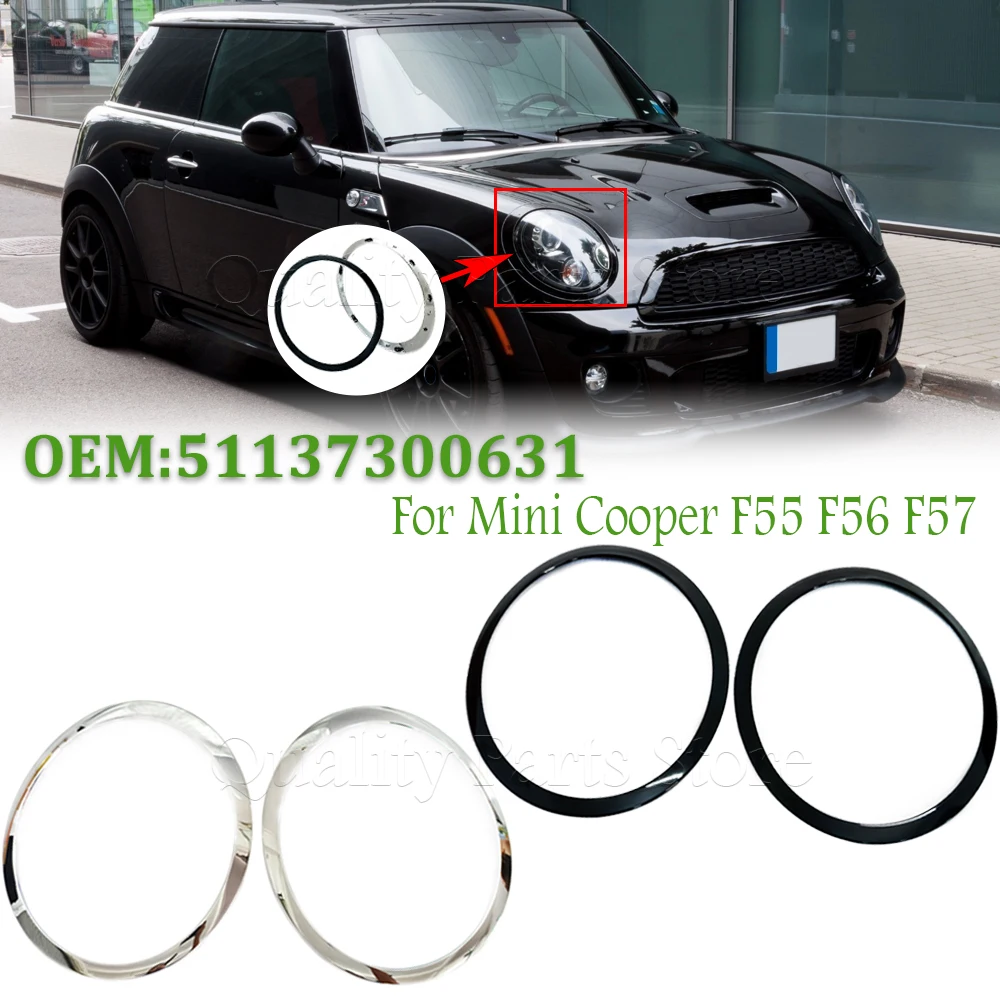 NEW Gloss Black or Silver Plated Car Headlight Frame For MINI Cooper S R56 R57 R55 Clubman 2007-2015 51137149905 51137149906