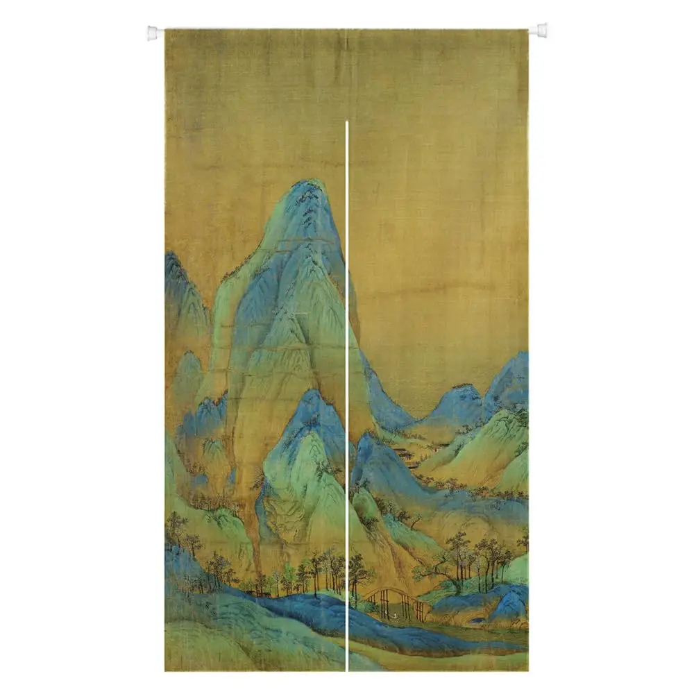 

Ofat Home Mountain Landscape Ink Painting Door Curtain Chinese Ink Style Japanese Noren Doorway Curtain Home Decor Panel