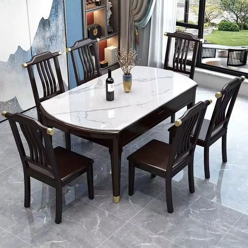 

Eating, dining table, household, new Chinese style, storage, slate, combination, solid wood