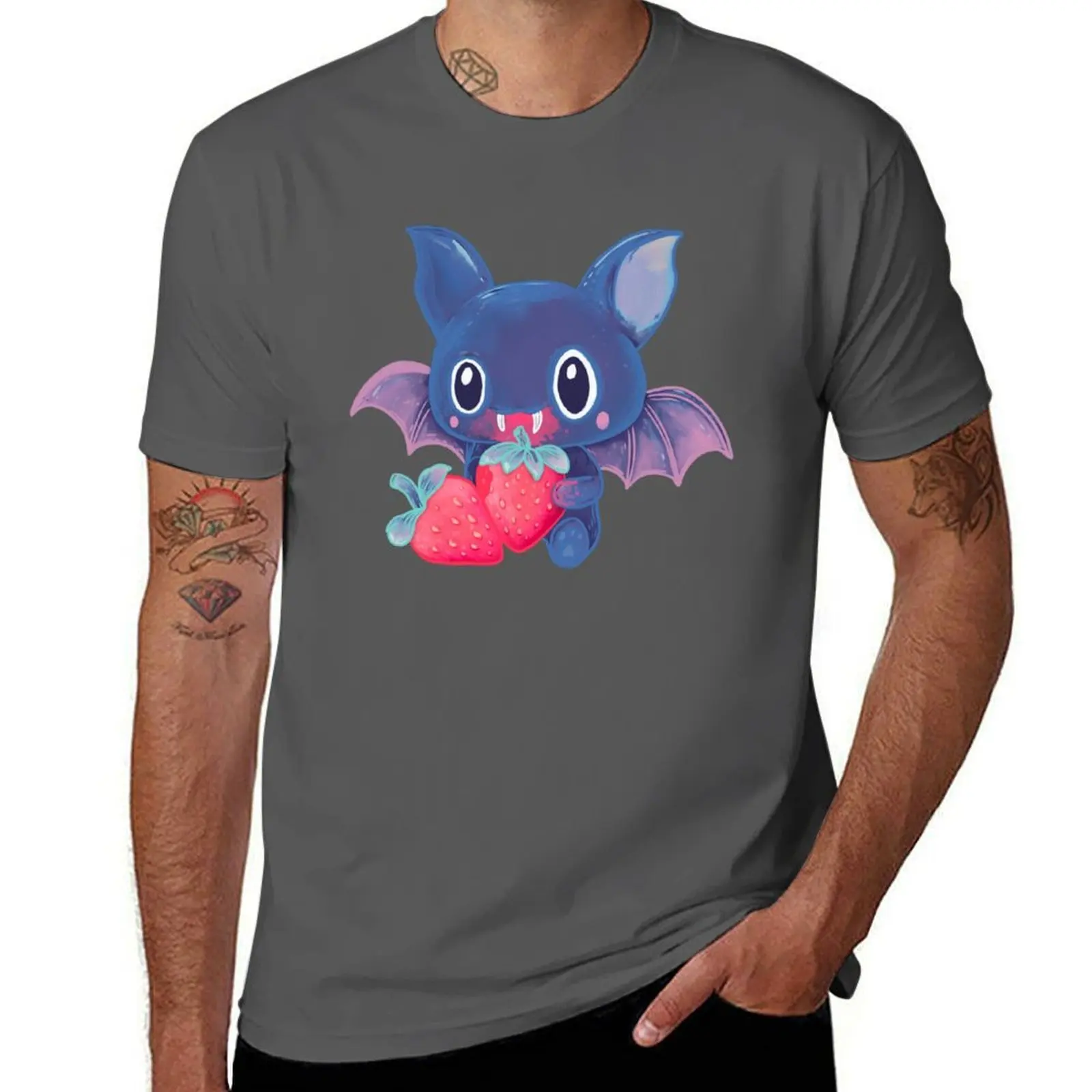 

Vampire bat with strawberries T-Shirt Plus Size Street Style Tee
