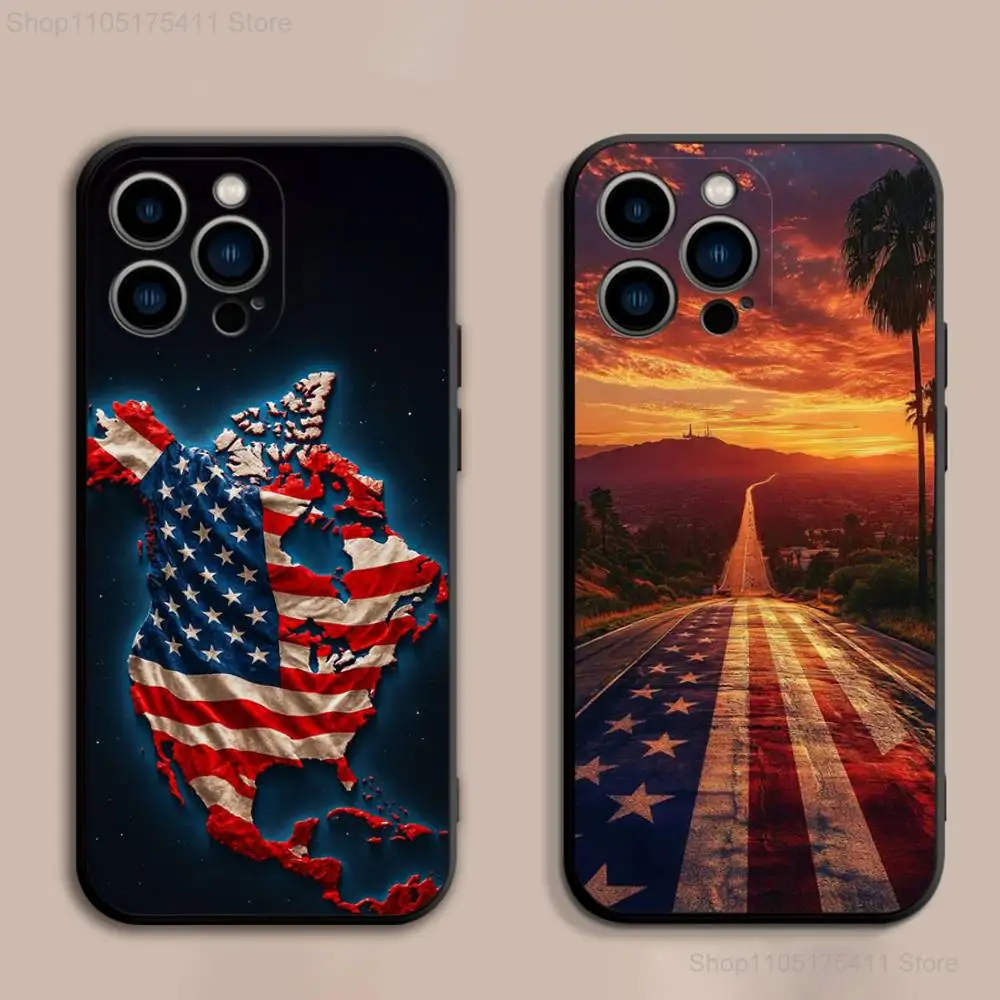 A-America USA F-Flag Phone Case For iPhone 17,16,15,14,13,12,Pro,Max,Plus,E,SE4,Air,Mini Black Soft Cover