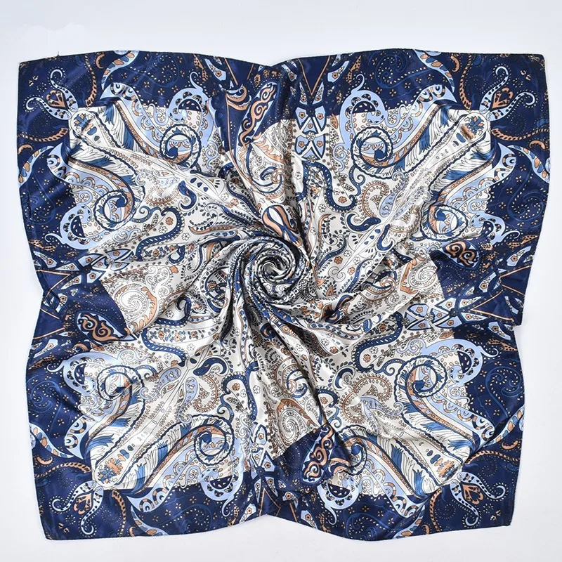 New Luxury Design Square Scarf For Women Silk Shawl Satin Neckerchief Female Headband Hair Bands Print Foulard Hijab Wraps view 4