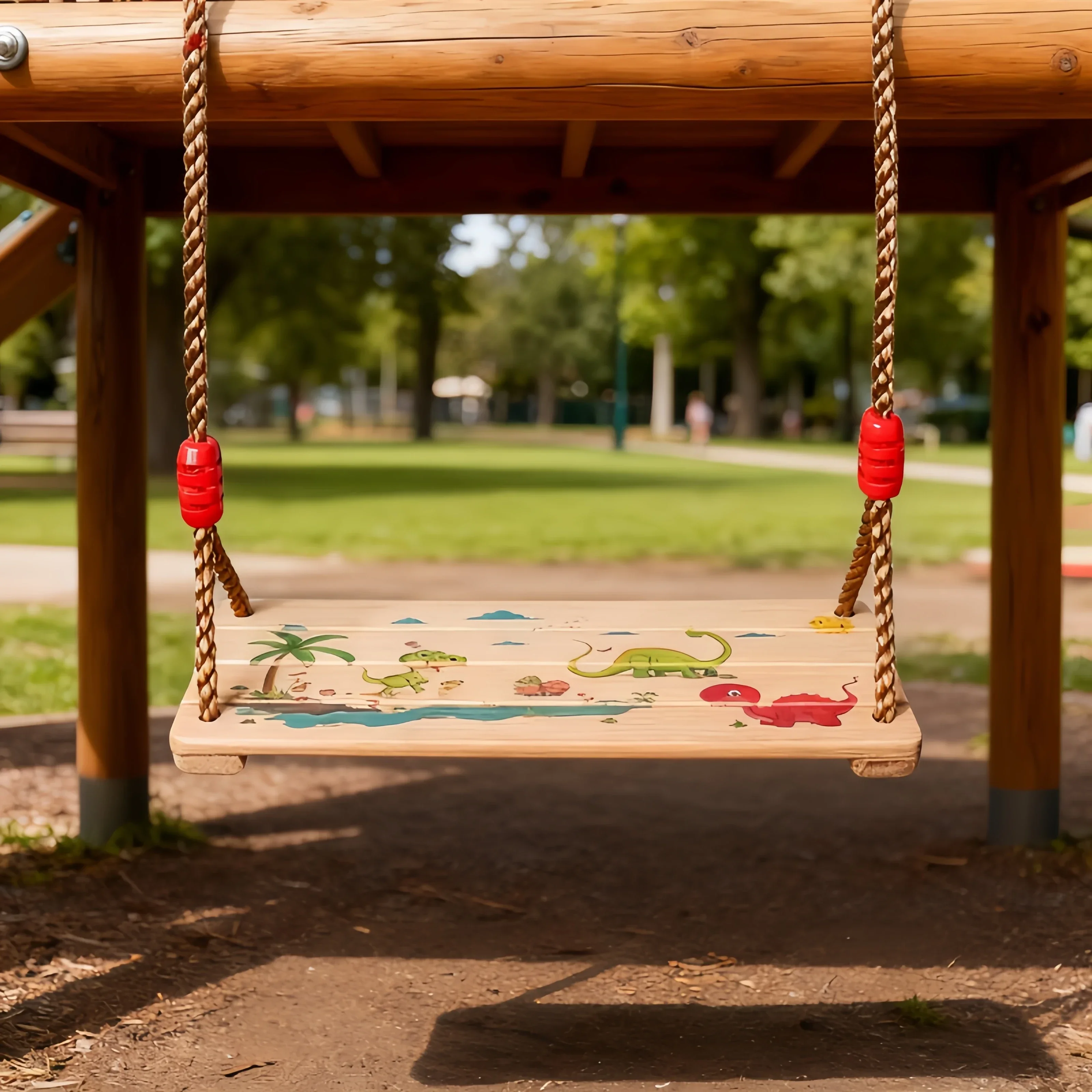 أرجوحة خشبية مطلية عالية الجودة للأطفال، تصميم حبل آمن، ألعاب حسية، ألعاب عائلية للأطفال، لعب تنموي ممتع في الفناء الخلفي