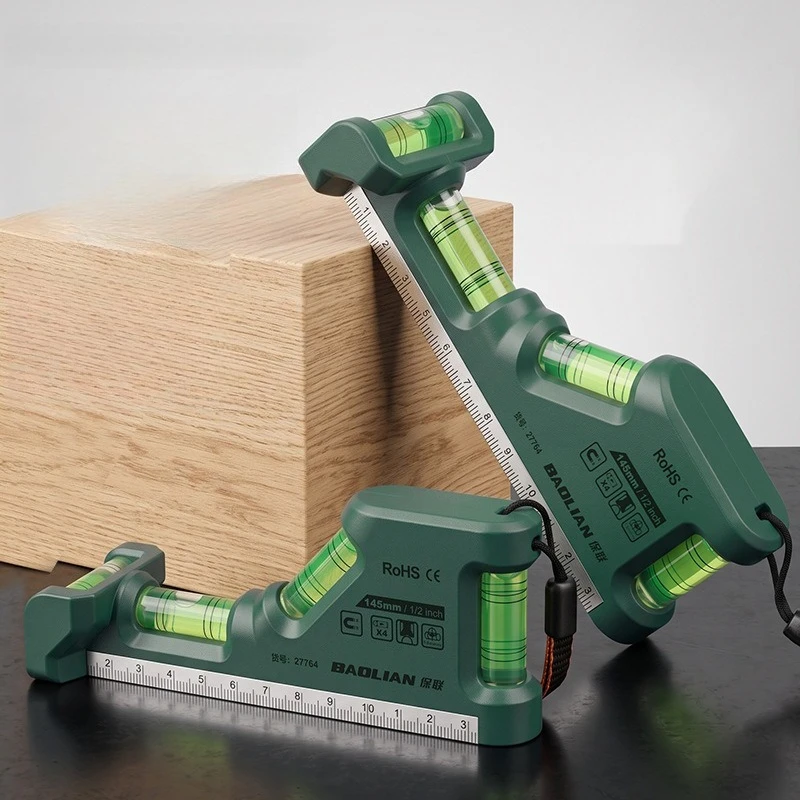 2D Mini Spirit Level High Precision Woodworking Installation Ruler Vertical & Bevel Level Multifunctional Balance Measuring Tool