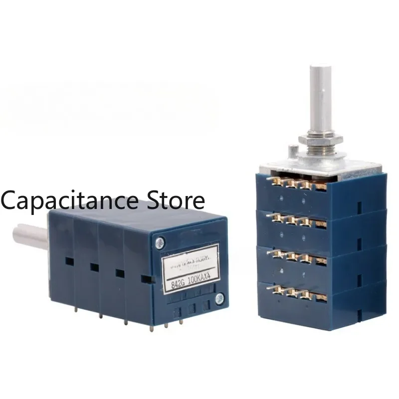 

5PCS Four link blue shell potentiometer RK27 type A10K20K50K100K volume amplifier, four half shaft