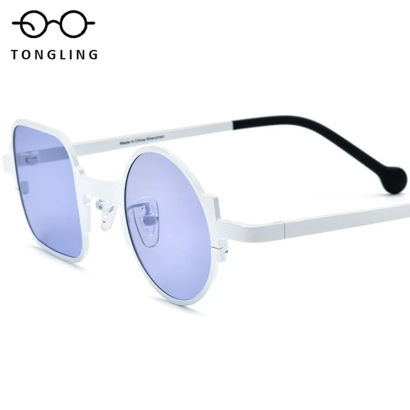 High-Quality Man Color Pure Titanium Square Handcrafted Glasses-Women Personalized One-Sided One-Round Fashion Driving Sunglass
