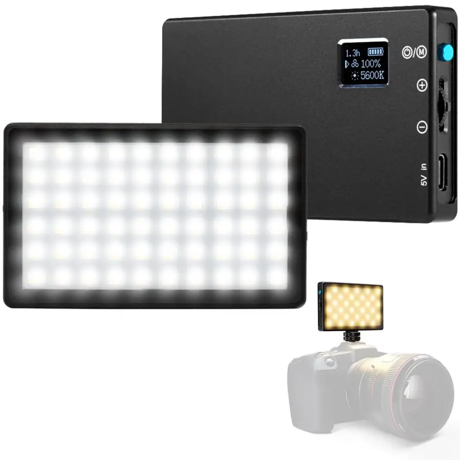

Bicolor Panel Mini LED Light for Professional DSLR Cameras Adjustable Panel Mini, LCD Display Photo and Video Lighting, Long Bat