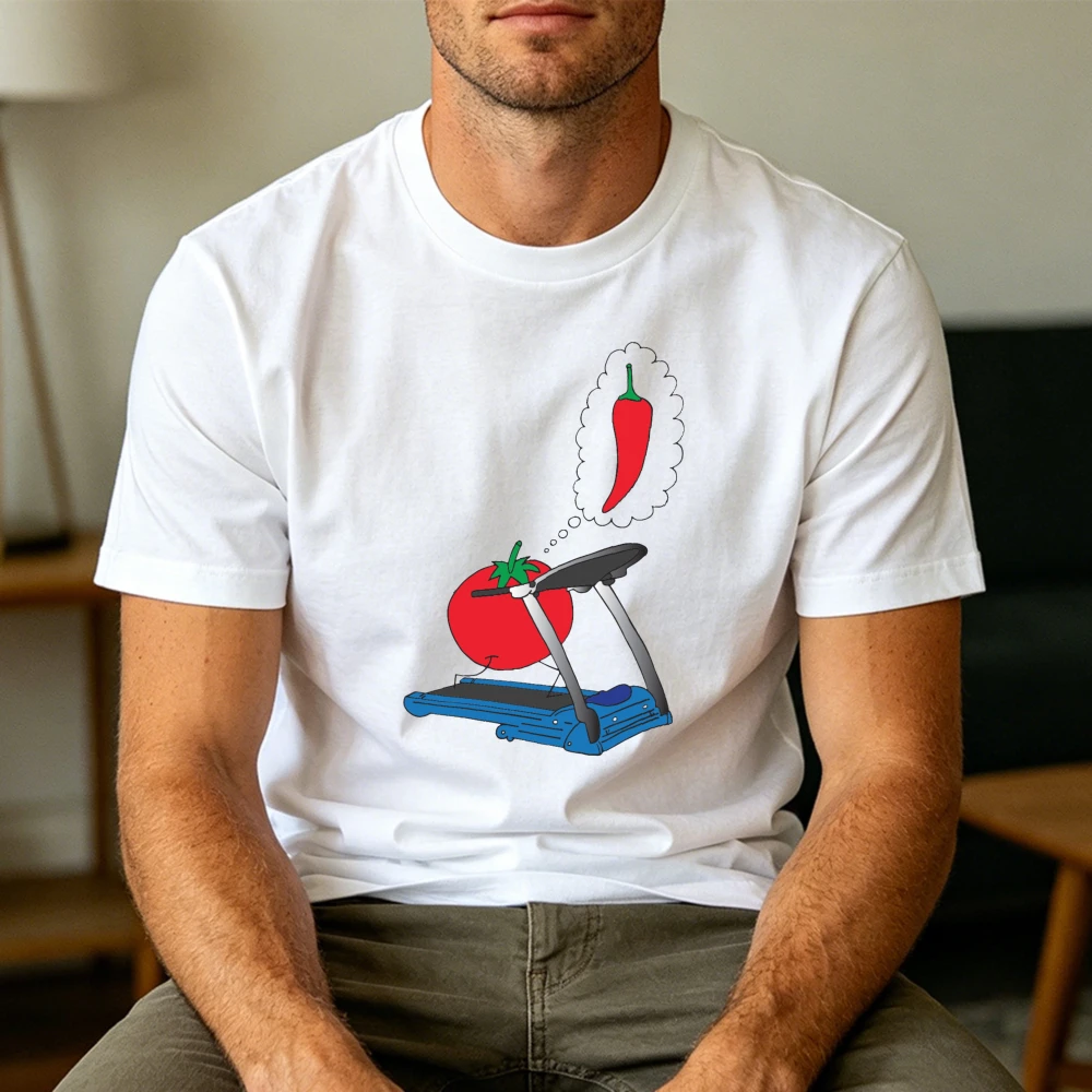 Tomato Fitness Transformation Cartoon Graphic T Shirt Men Funny Gym Workout Meme Top Summer Sport Training Tees