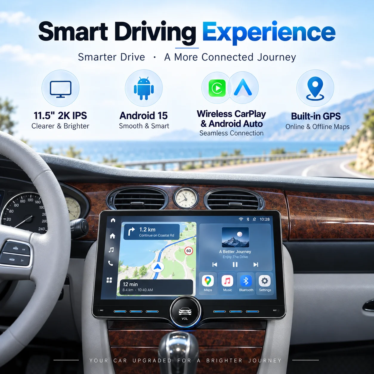 11.5 Inch Android 15 Car Radio For Chery Tiggo 3 2010-2013 Wireless CarPlay Android Auto GPS Navigation Touch Screen Multimedia
