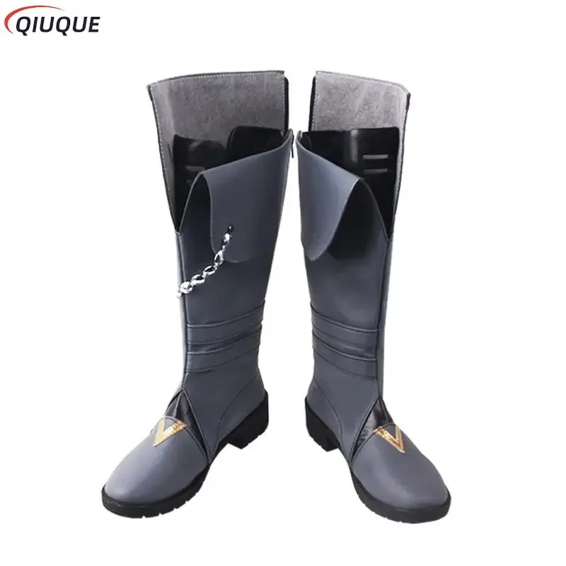 ゲーム原神タルターリアコスプレ衣装 30 センチメートルショートブラウンウィッグ靴レザーブーツハロウィンコスチューム sf/1