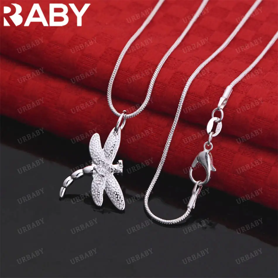 

URBABY 40-75cm 925 Sterling Silver Zircon Dragonfly Pendant Necklace For Women Man Charm Trend Birthday Gifts Fashion Party