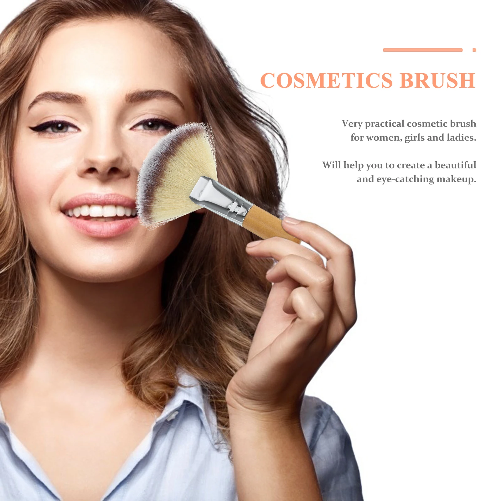 2Pcs Fan Makeup Brush Soft Facial Brush for Loose Powder Blush Highlighting Setting Powder Makeup Tools for Women Girls