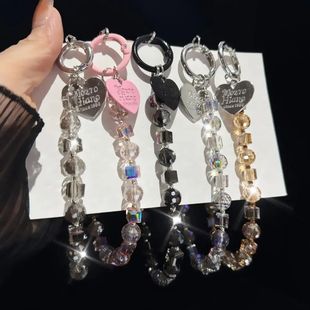 

With Clip Crystal Beads Phone Chain Short Anti-lost Mobile Phone Lanyard Light Luxury Style Jewelry Love Phone Pendant