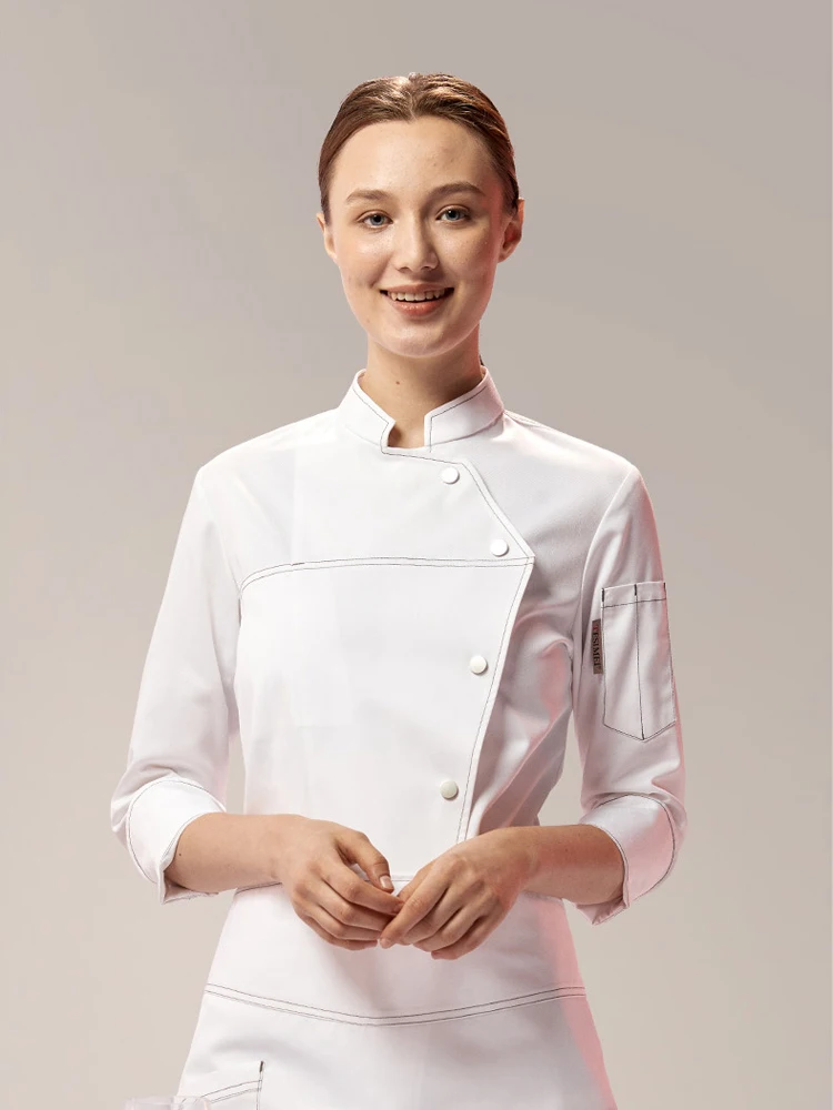 Vêtements de travail de chef de cuisine pour femme, costume de cuisinier d'hôtel, veste de restaurant occidental, uniforme de cuisine Chamonix, 73Chamonix