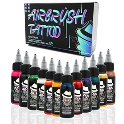 OPHIR Airbrush Tattoo Inks with Color Wheel 30ML/Bottle 12/18 Colors Body Art Paint for Airbrush Temporary Tattoo TA053