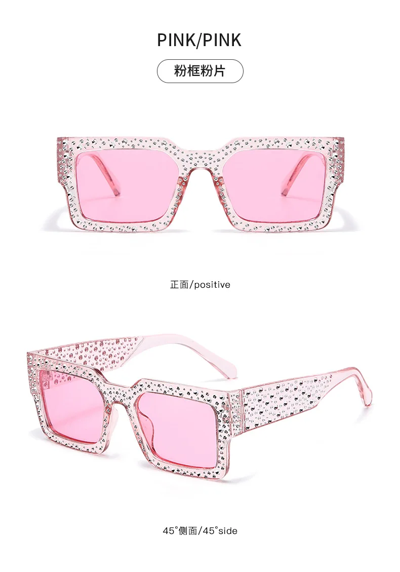 Retro Großen Rahmen Frauen Quadratische Sonnenbrille Schwarz Rechteck Coole Männer Sonnenbrille Einteilige Designer Sonnenbrille für Weiblich Männlich – Detail 17