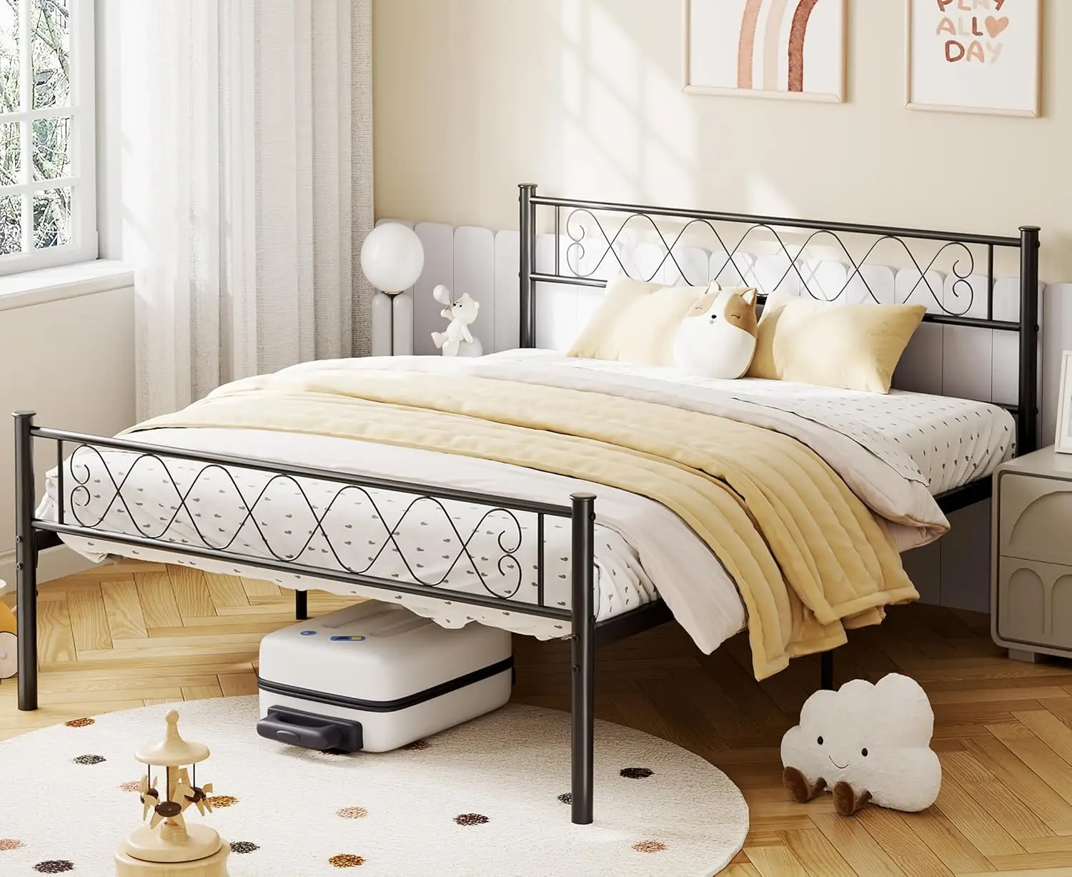 

Металлическая кровать King Size с изголовьем и изножьем, металлическое основание для матраса 13,7 дюйма, на заказ