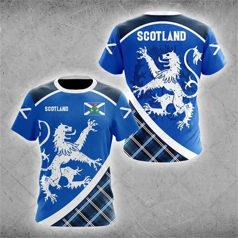 

Scottish flag pattern T-shirt summer unisex plus size T-shirt casual short sleeved shirt adult outdoor sportswear men's T-shirt