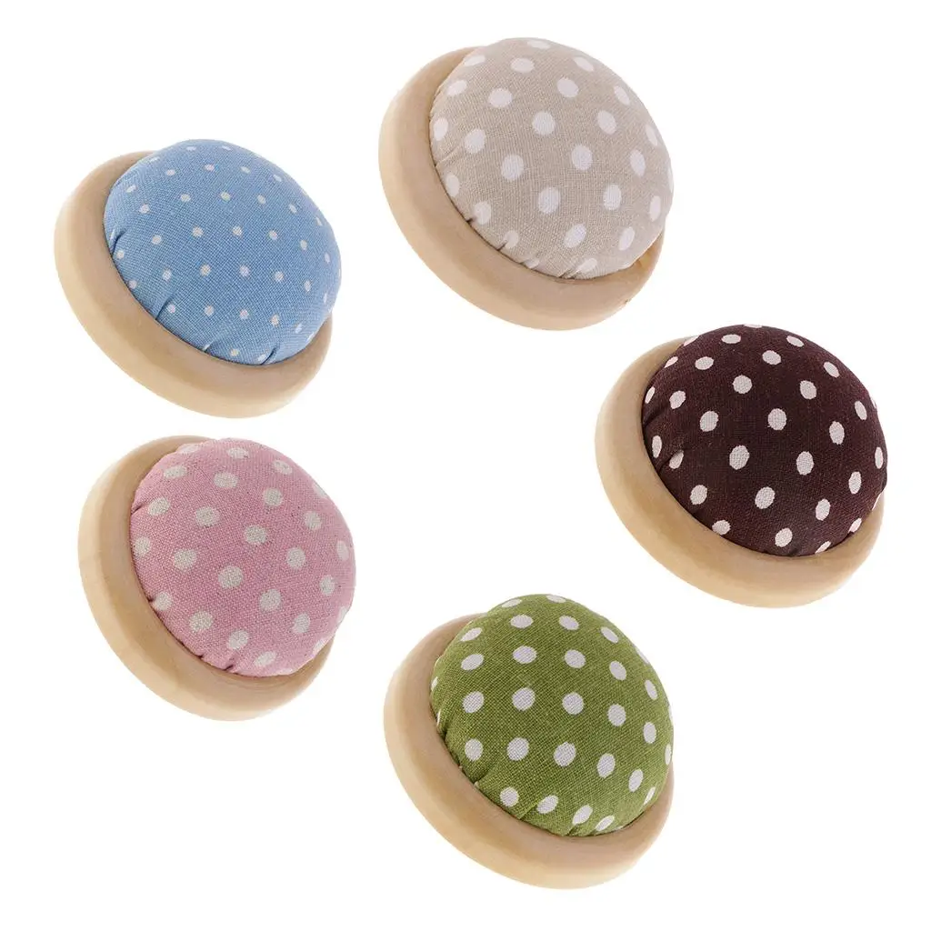 Wearable Wrist Band Pin Cushions Cotton and Wood Semicircle Sewing Accessories Safe Needle Storage for Crafters