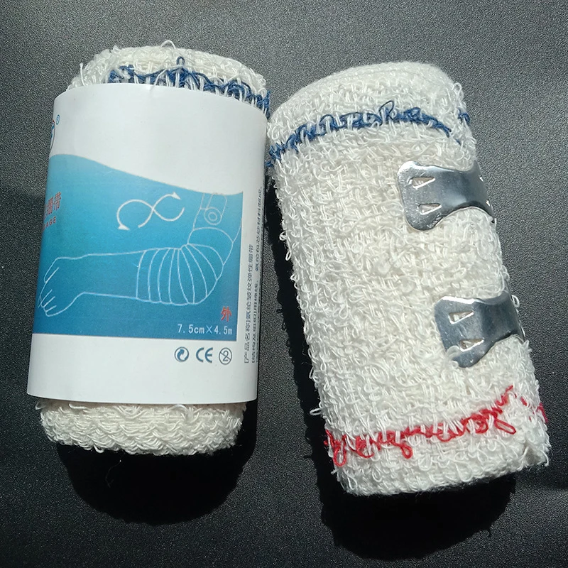1 rouleau de bandage de Compression élastique, 7.5cm X 4.5m, avec crochets, bande de soutien pour Sport athlétique, pour cheville, poignet, bras, jambes, premiers secours