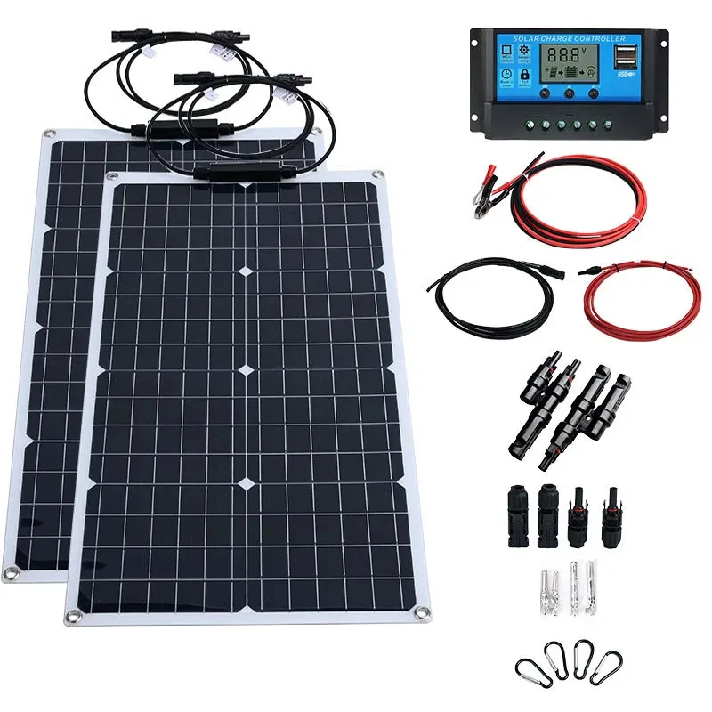 2000W solar panel kit 18V high-efficiency flexible solar panel for outdoor travel, hiking, climbing, camping, charging