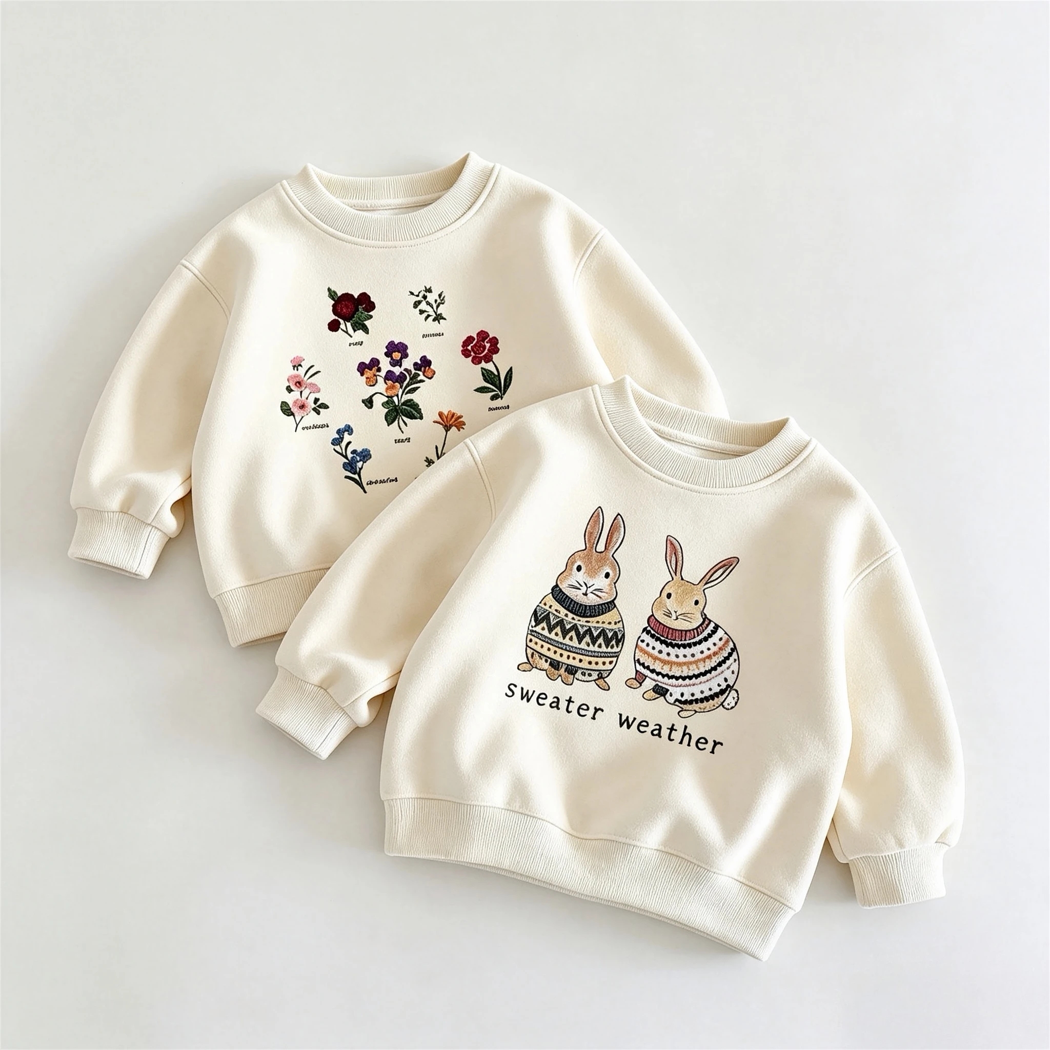 Korean Style Girls Sweatshirts Autumn Clothing Printed Fashion Casual Round Collar Hoodie Children's Wear Tops Long-sleeved