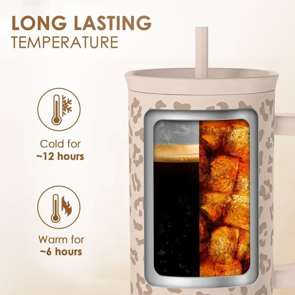 Taza de viaje de leopardo con aislamiento de acero inoxidable, 40 oz, regalo perfecto para mujeres y niñas