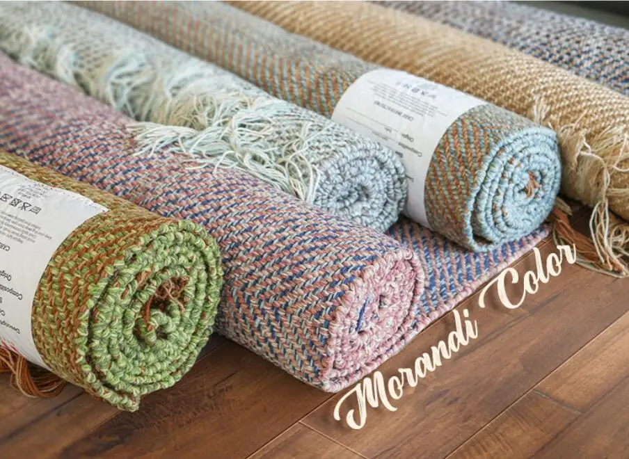 Kilim Cotton Linen Woven Carpets for Living Room Home Bedroom Rug Sofa Coffee Table Bedside Mat Modern Carpet with Tassel Tapis