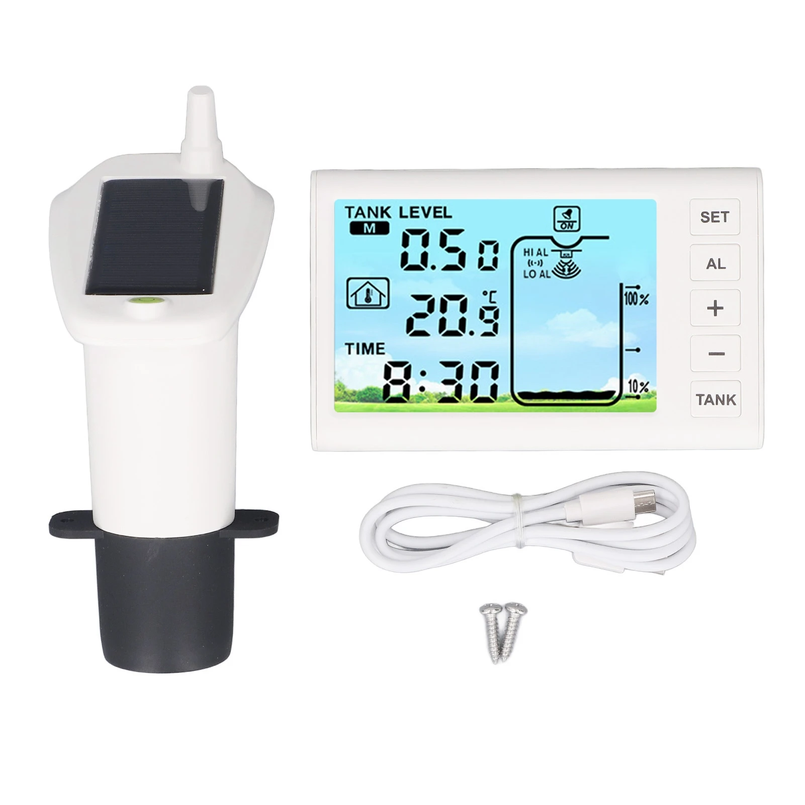 

Ultrasonic Level Sensor Water Tank Liquid Depth Sensor Meter Electronic Digital Display Receiver Transmitter for Household Use