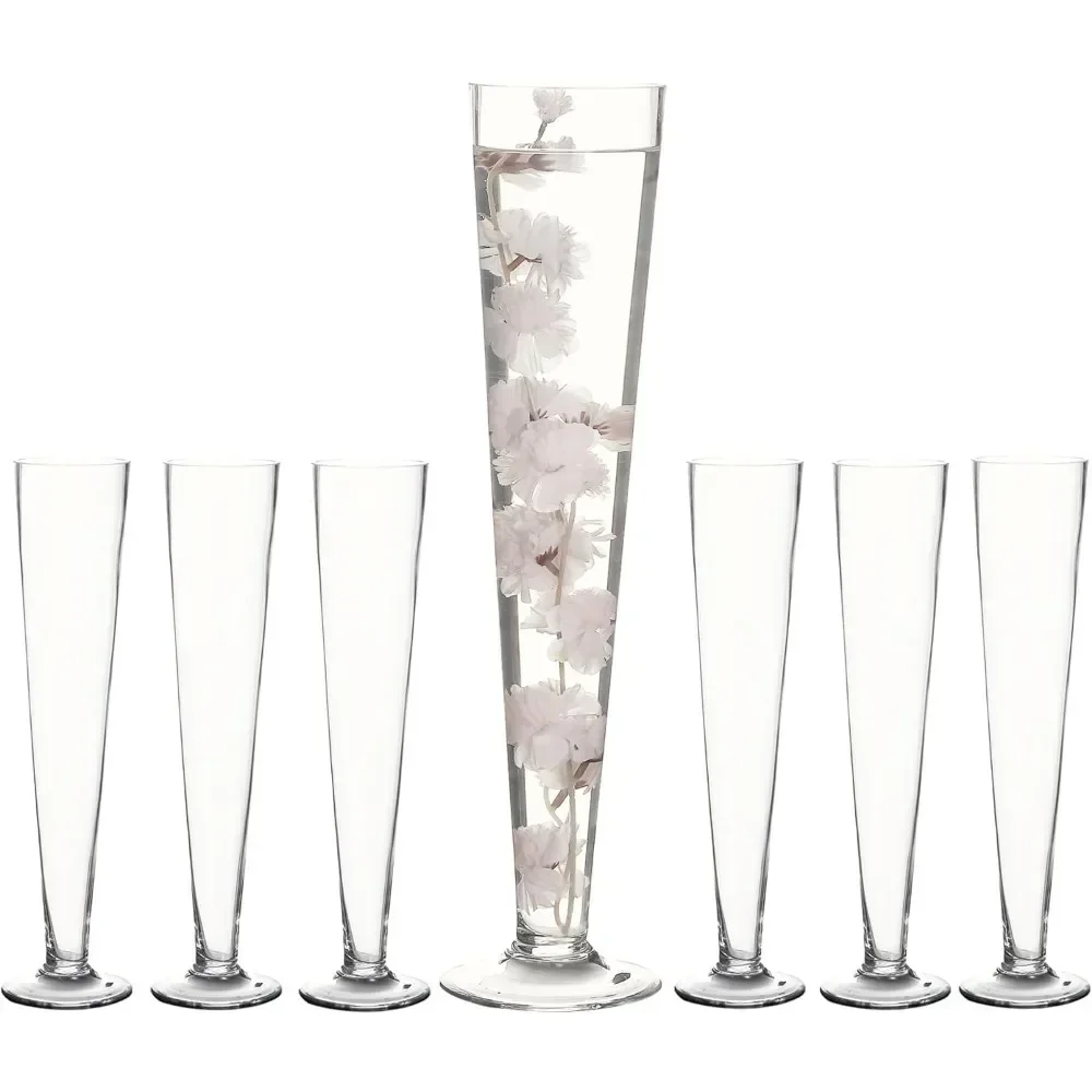 Sets of 6 Flower Vase Decoration Home Decorations Clear Trumpet Vases 24