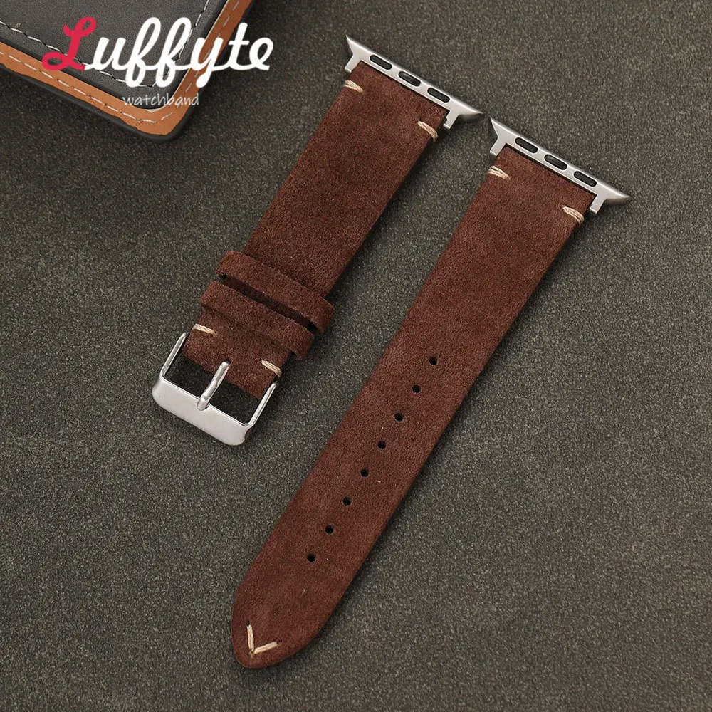 Unisex-Uhrenarmband aus Wildleder für Apple Watch Serie 1-11 Ultra SE für iwatch 38 mm-49 mm, weiches, bequemes Retro-Lederarmband