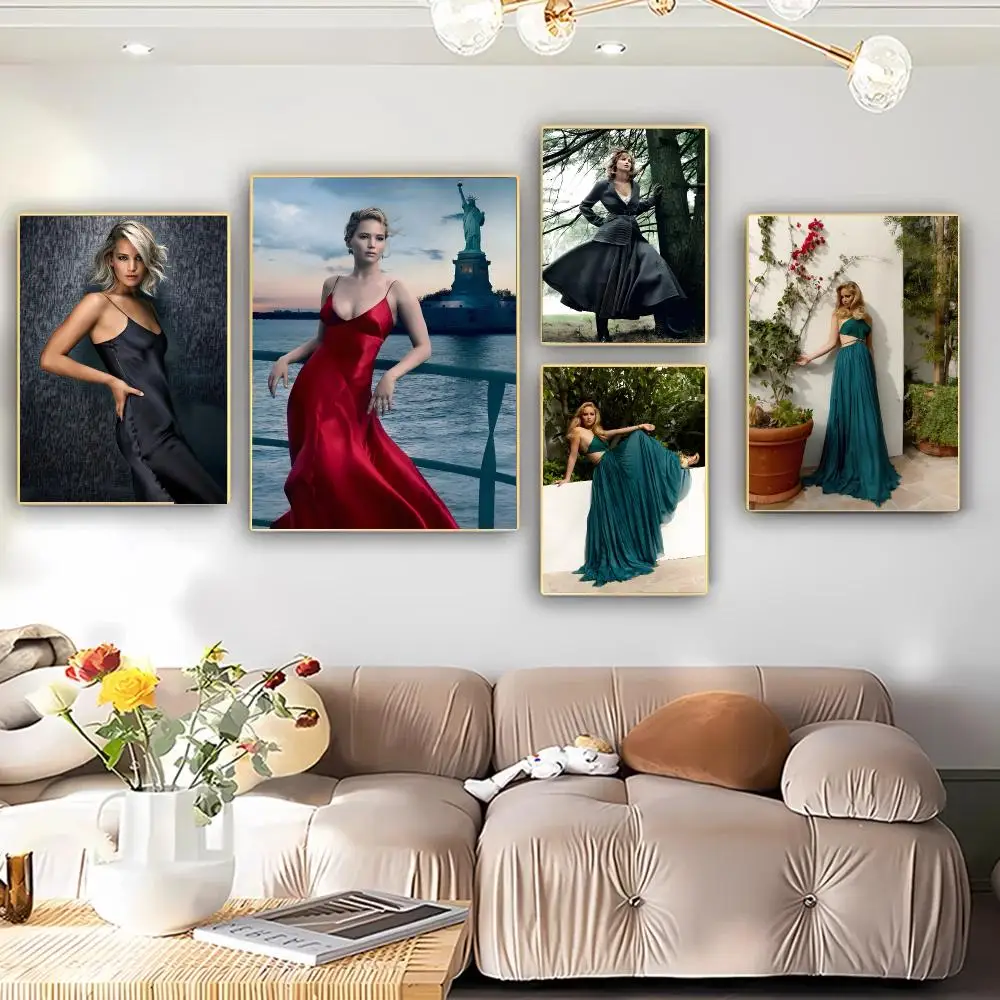 Jennifer Lawrence Portrait Poster Art HD Advanced Aesthetic Printing Paper Wall Art for Living Room Home Decor