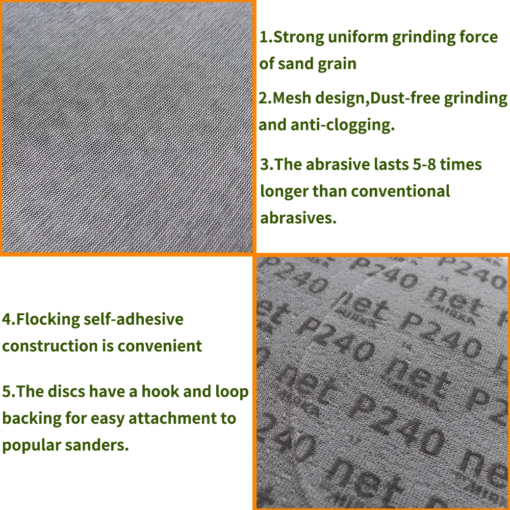 10PCS 9 Inch Mesh Sanding Discs,P80-P400 Grits 225mm Mesh Abrasive Dustless Sandpaper for Car Woodworking Finishing Sanding
