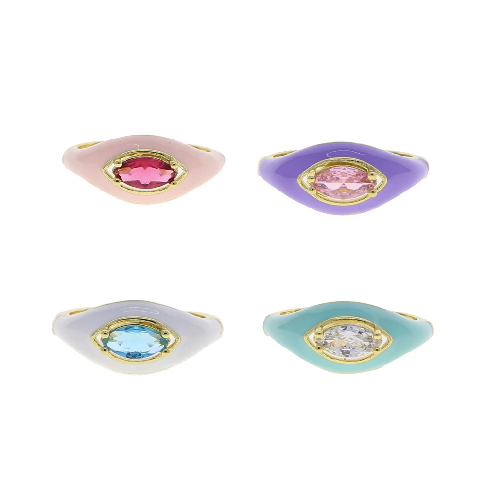 New 4 color Enamel Marquise CZ Rings Adjustable Pave 5A Cubic Zirconia Gold Plated Color for Women Fashion Jewelry Anillos Mujer