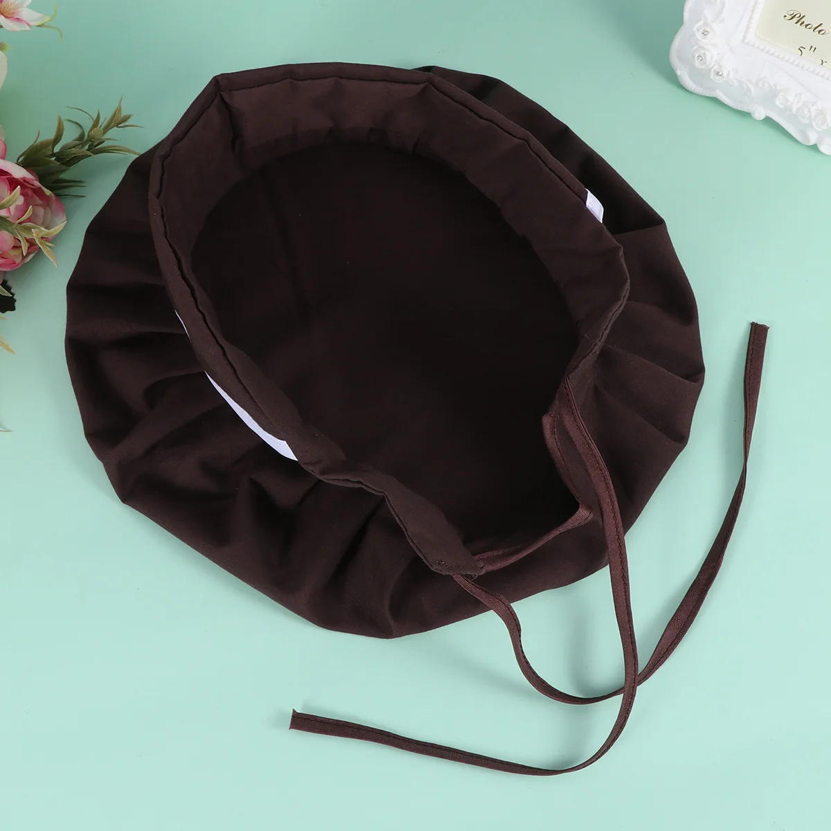 1Pcs Lace-Up Dustproof Chef Hat Pure Color Breathable Cotton Suitable for Catering and Restaurant Working People Light Blue