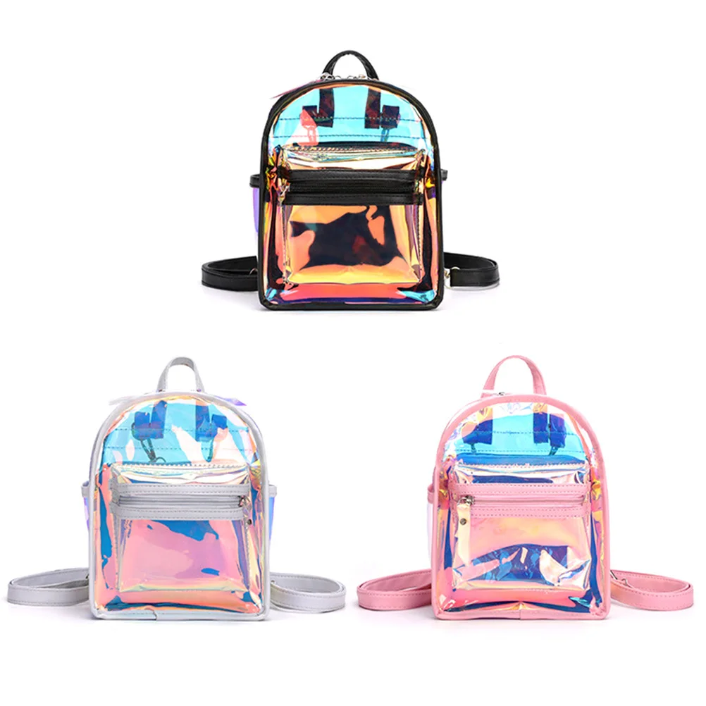 Dazzling Backpack Pink Personality Casual Travel Bag Lightweight Practical Storage Bag for Outdoors