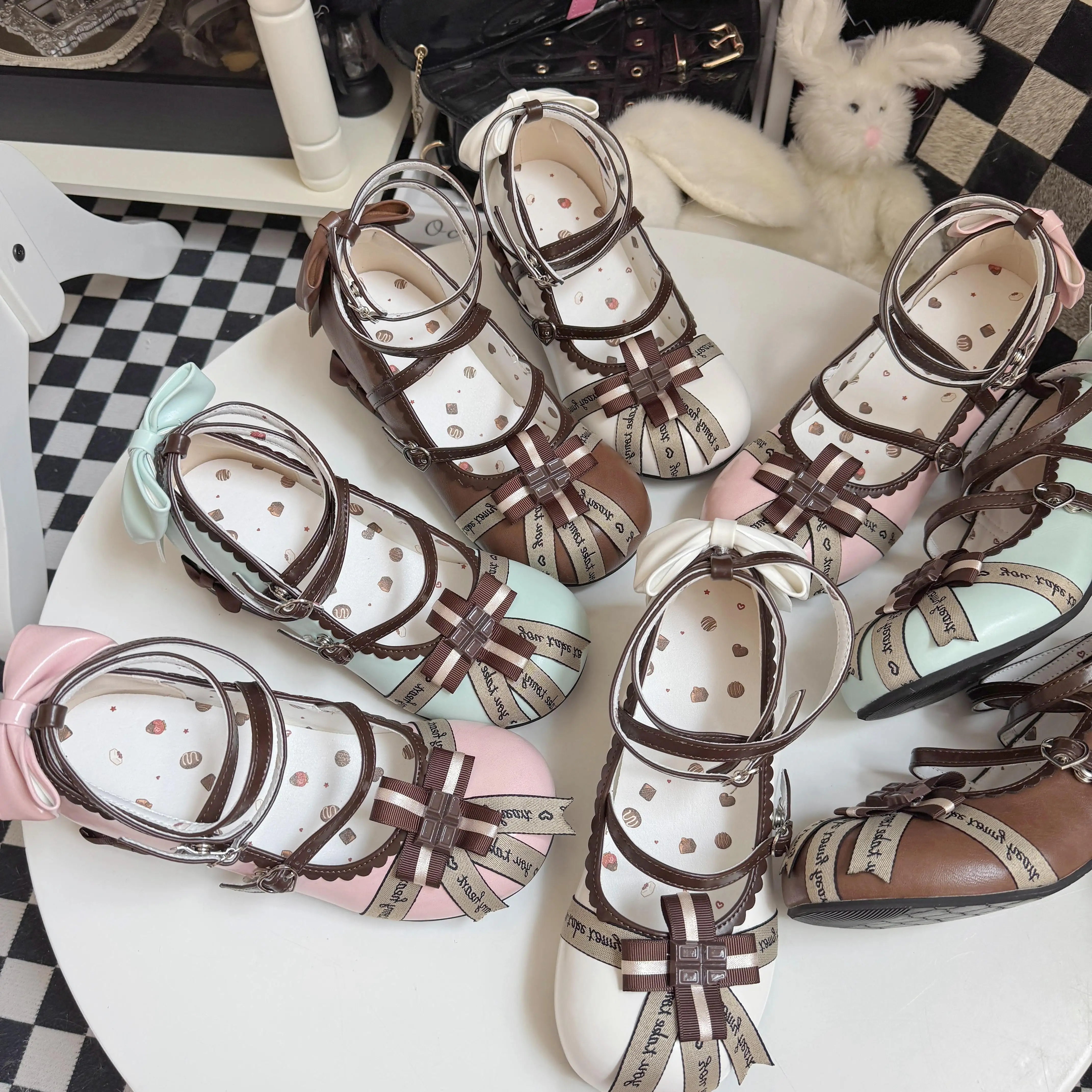 Japanese Lolita Style Pink Mary Jane Shoes Autumn 2025 Sweet Girls Cute Bow Low Heels Shoes Princess Tea Party Lo Shoes Pumps