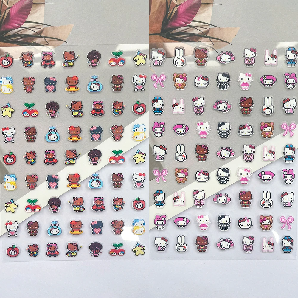 Mini Hellokitty Fruit Food Pixel Art Style علامات الأمتعة ملصقات فنية لتقوم بها بنفسك جراب هاتف أزرار لوحة مفاتيح الكمبيوتر المحمول ملصقات لطيفة