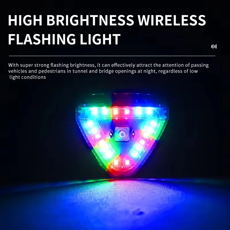 Solar Power Strobe Warning Light Motorcycle Car Motorbike Colorful Waterproof LED Night Rear Collision Flashing Siganl Lamp For