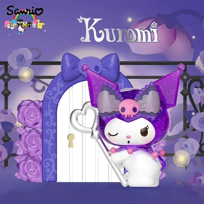 Sanrio kotak buta Kuromi seri taman Dream Rose Dekorasi figur kejutan mikro hadiah ulang tahun Kawaii Anime perifer