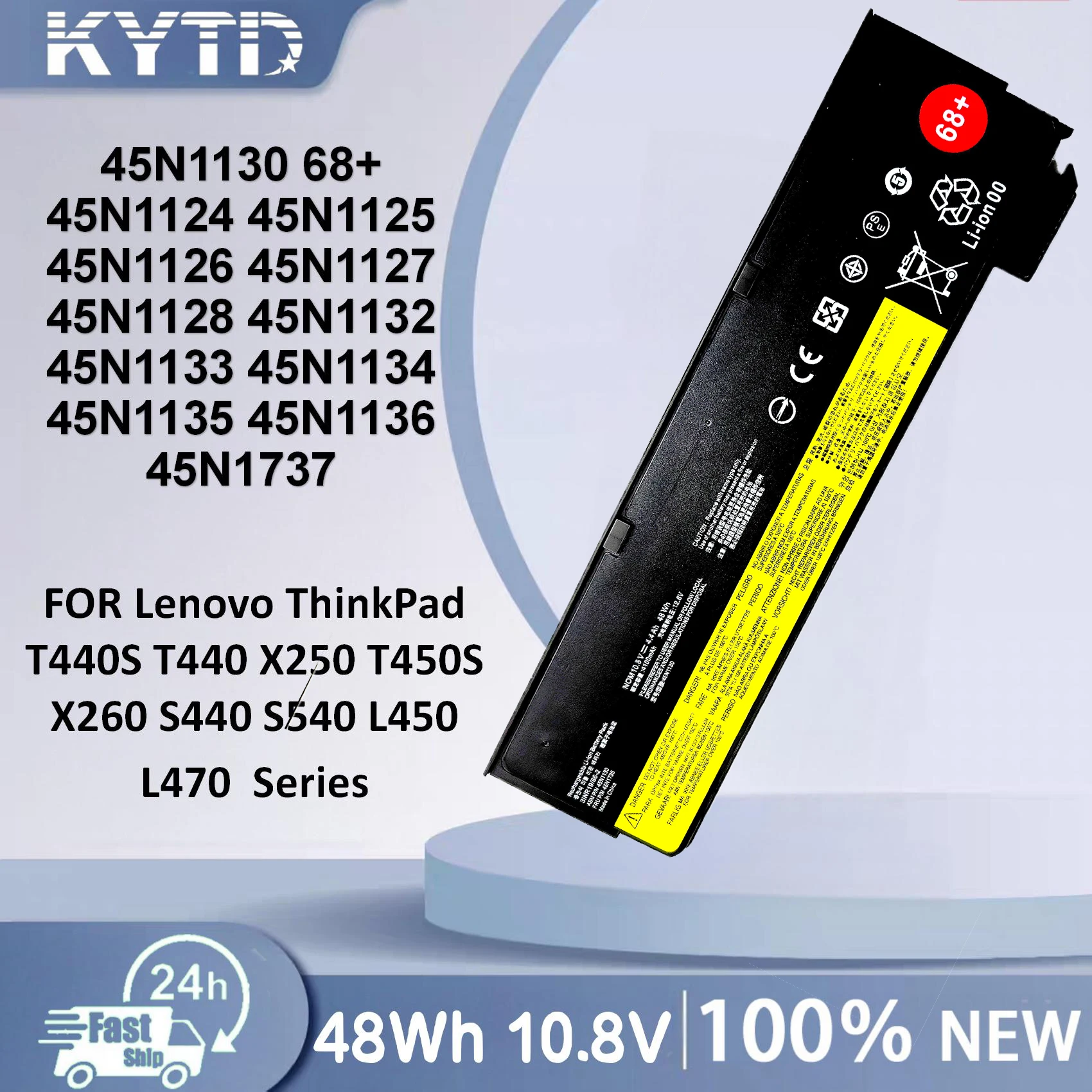 KYTD For Lenovo ThinkPad T440S T440 X250 T450S X260 S440 S540 L450 L470 45N1130 68+ Battery 45N1131 45N1127 45N1126