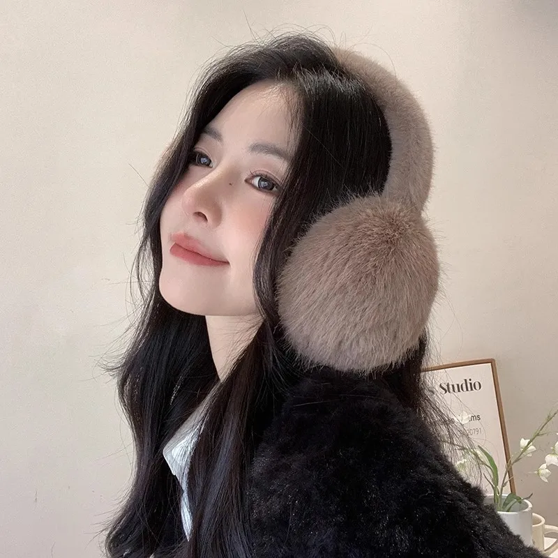 2024 Earmuff lipat wanita, penutup telinga pelindung dingin luar ruangan warna polos mode lembut hanya Earflap musim dingin